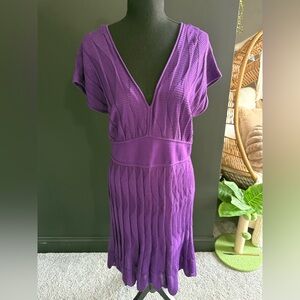 Missoni Purple Knit V-Neck Dress